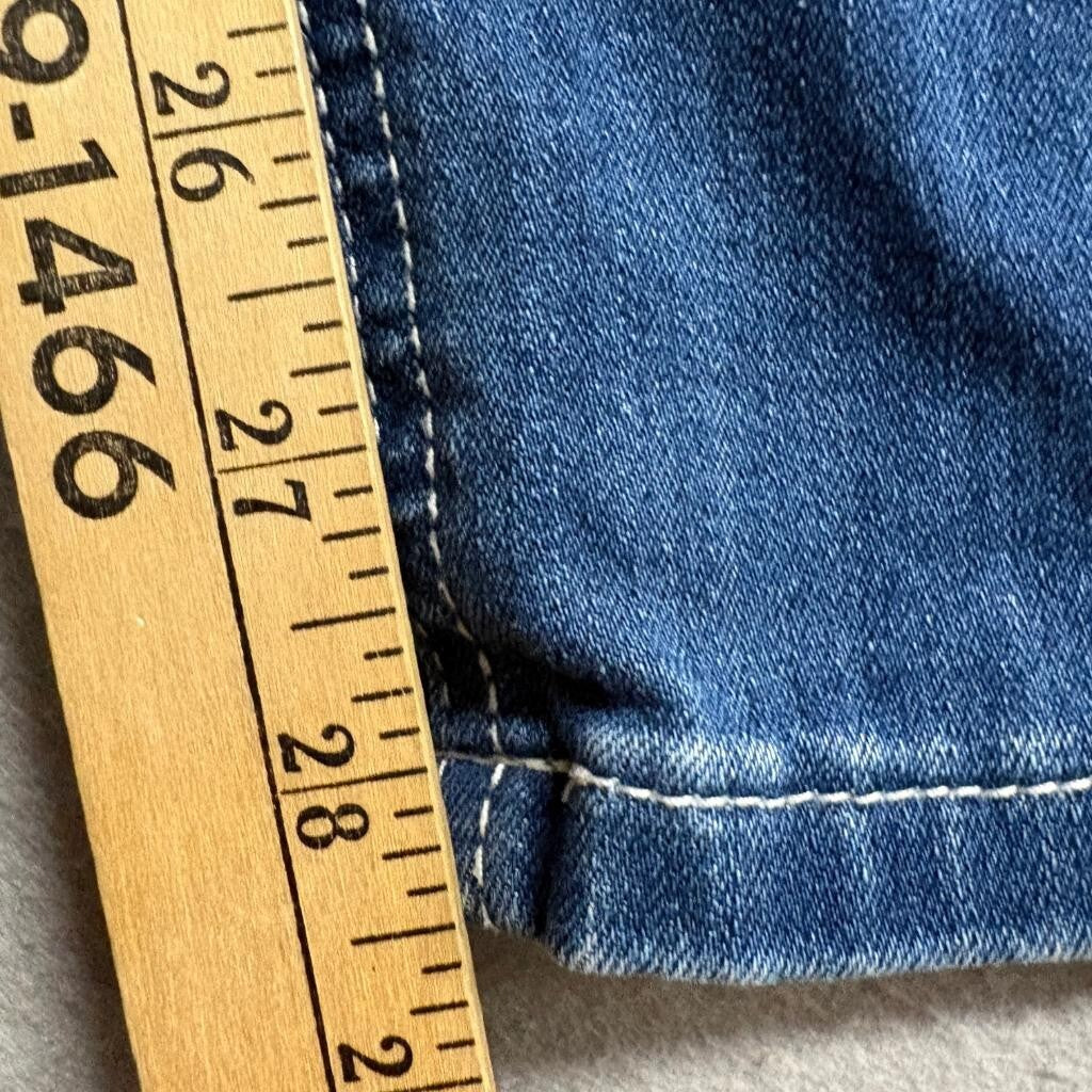 Indigo Rein Distressed Patchwork Skinny Jeans Womens Size 5 Blue Denim Stretch