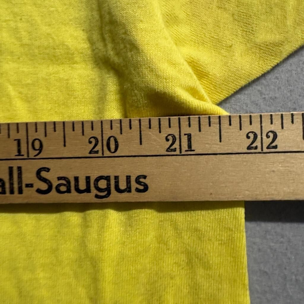 Vintage Fruit of the Loom Pocket T-Shirt Mens XL Yellow Blank Single Stitch USA