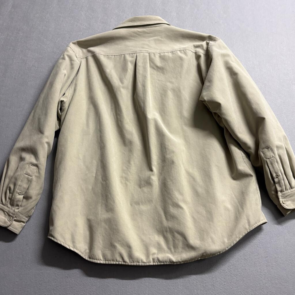 Knightsbridge Fleece Lined Shirt Jacket Mens Large Beige Button Up Shacket Flaws