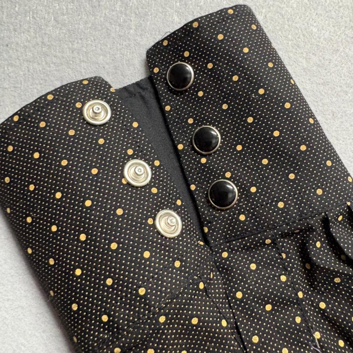 Ricceli Western Shirt Mens XL Black Gold Polka Dot Pearl Snap Long Sleeve