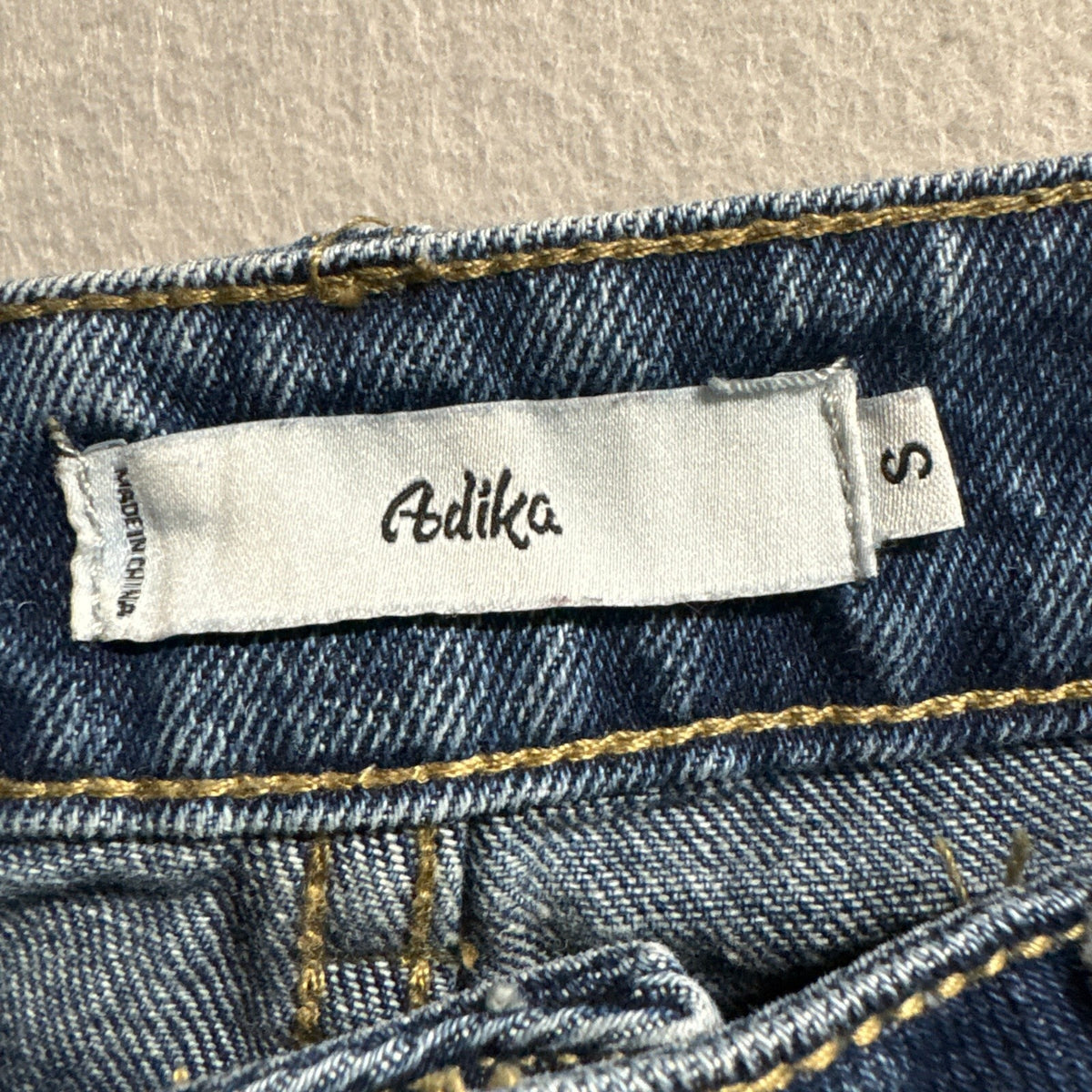 Adika Women Jeans Small Blue High Rise Straight Distressed Knee Side Slit Hem