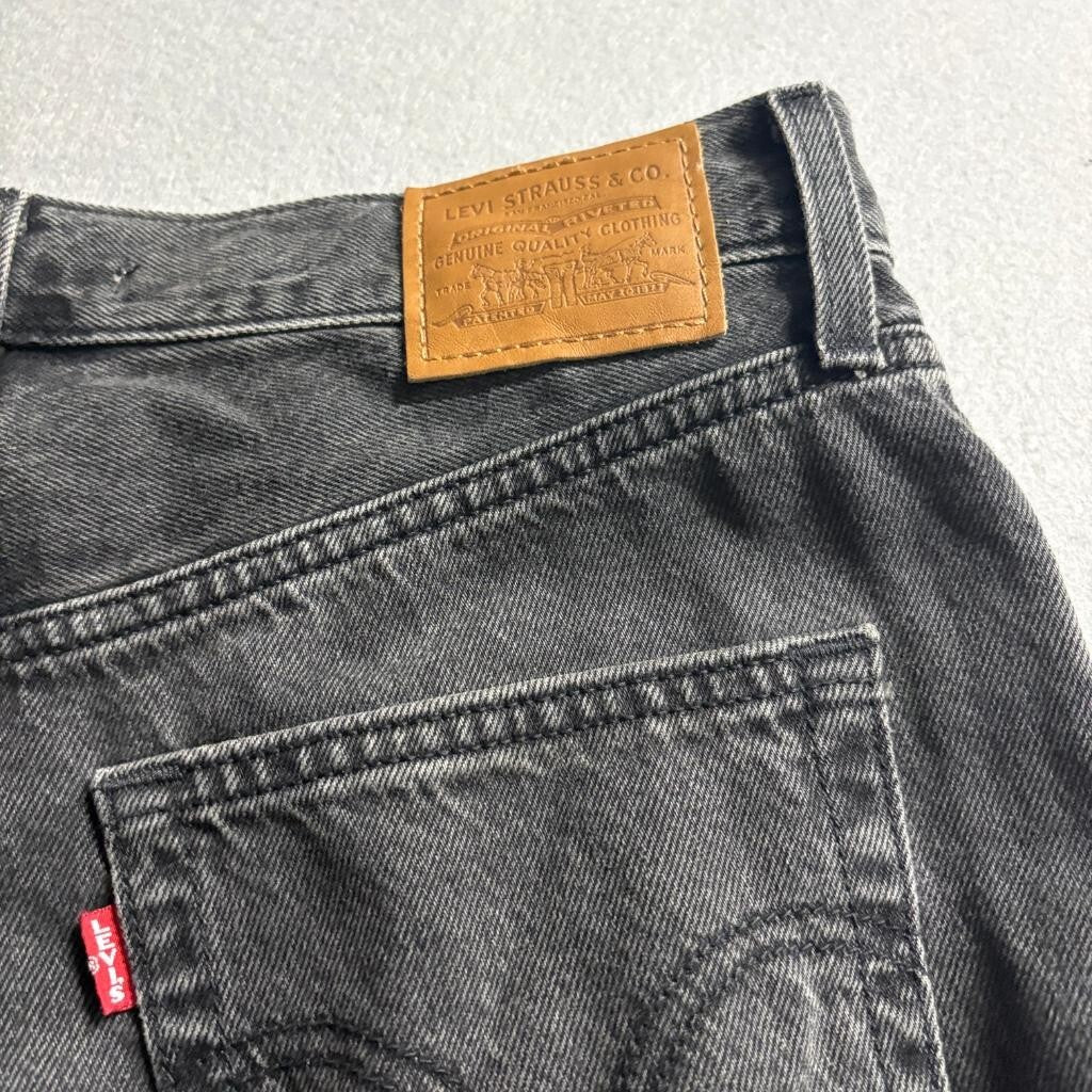 Levis Premium High Loose Taper Jeans Womens 29 Gray Black Denim High Rise