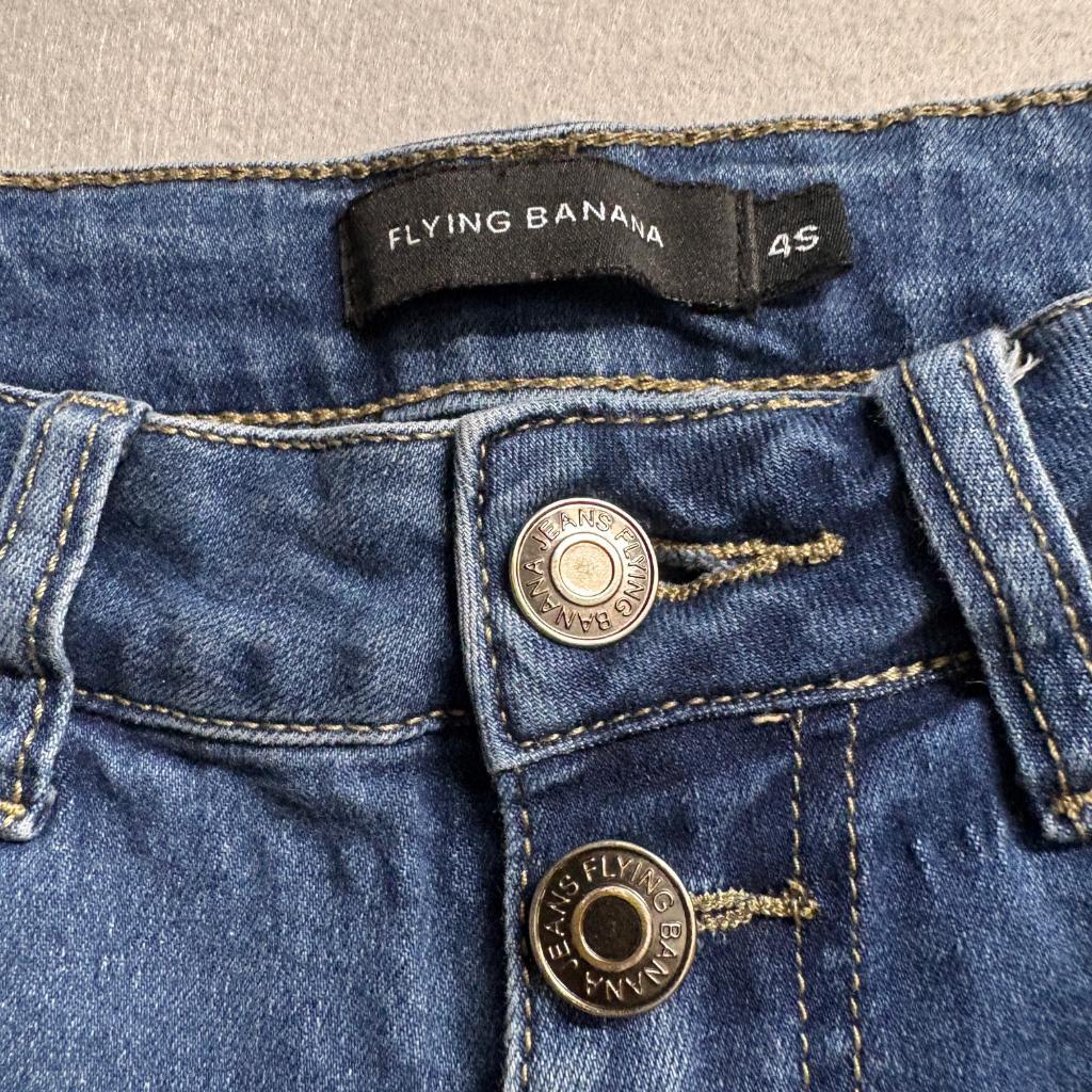Flying Banana Flare Jeans Womens Size 4S Blue Denim Stretch Bell Bottoms LB-1
