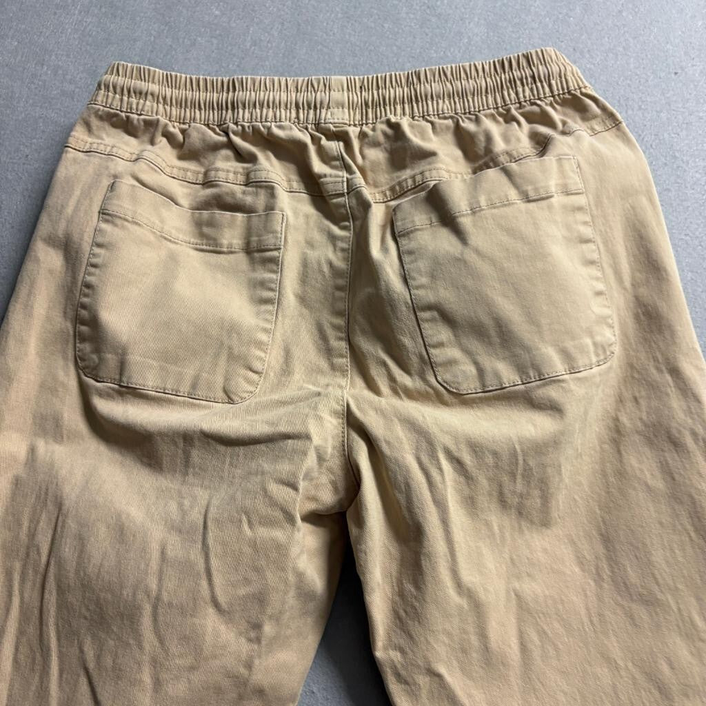 Forever 21 Men Jogger Pants Small Khaki Beige Cotton Blend Drawstring Elastic