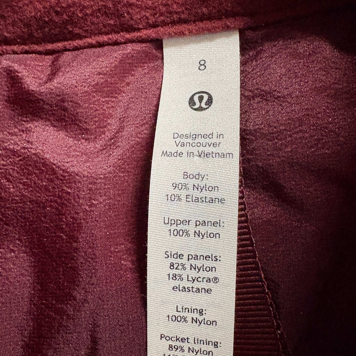 Lululemon Down Vest Womens Size 8 Burgundy Red Goose Down Quilted Puffer Running