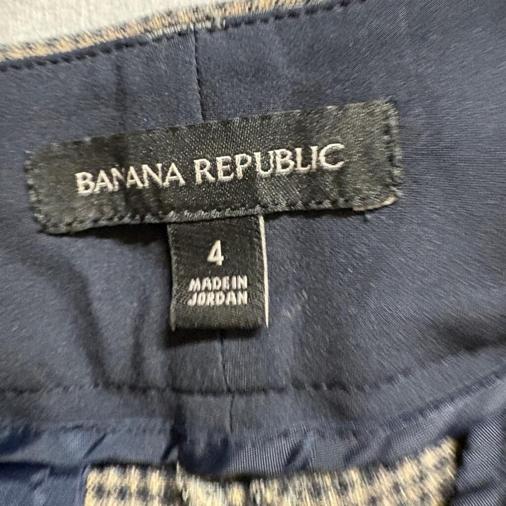 Banana Republic Pants Womens 4 Brown Houndstooth Belted Wide Leg Wool Blend