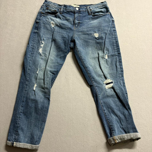 Gap 1969 Best Girlfriend Jeans Womens 10 Regular 30R Distressed Blue Denim