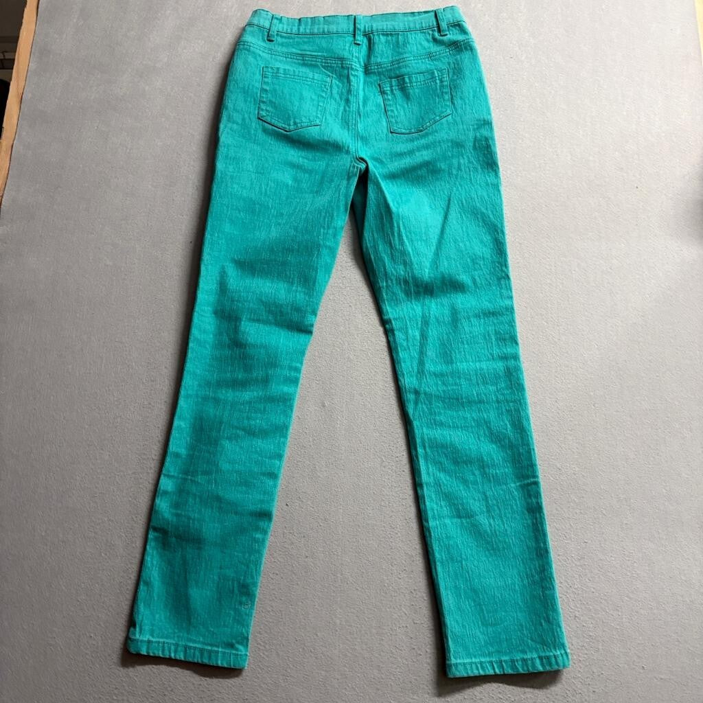 DG2 by Diane Gilman Jeans Womens Size 6 Green Ramie Cotton Blend Straight Leg