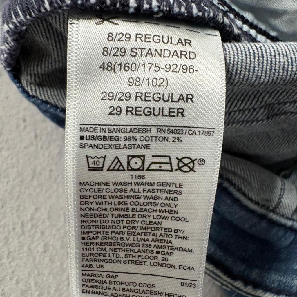 Gap 70s Flare Jeans Womens 8 29R Blue Sailor Button High Rise Stretch Denim