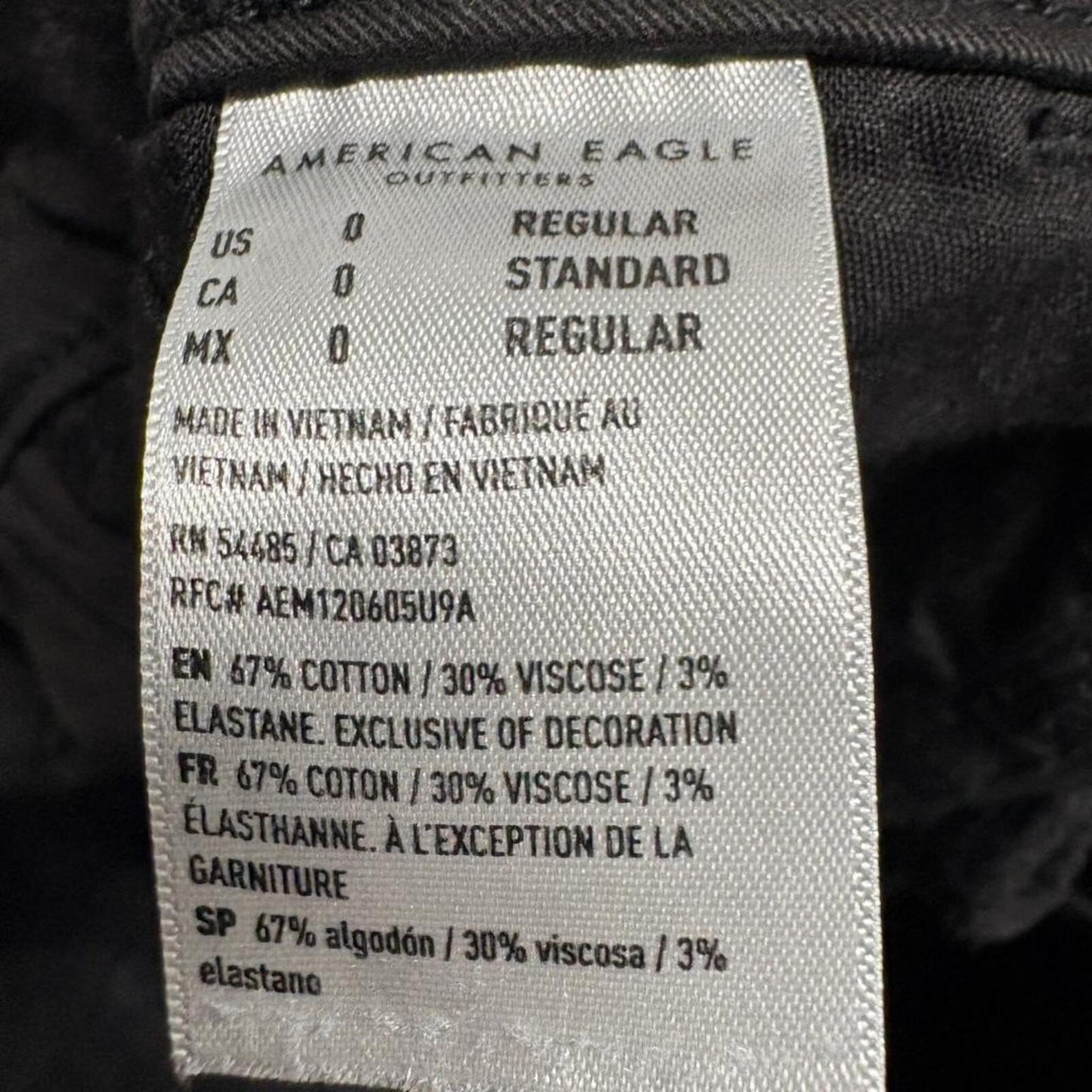 American Eagle Skinny Stretch Pants Womens Size 0 Black Cotton Blend Chino Jeans