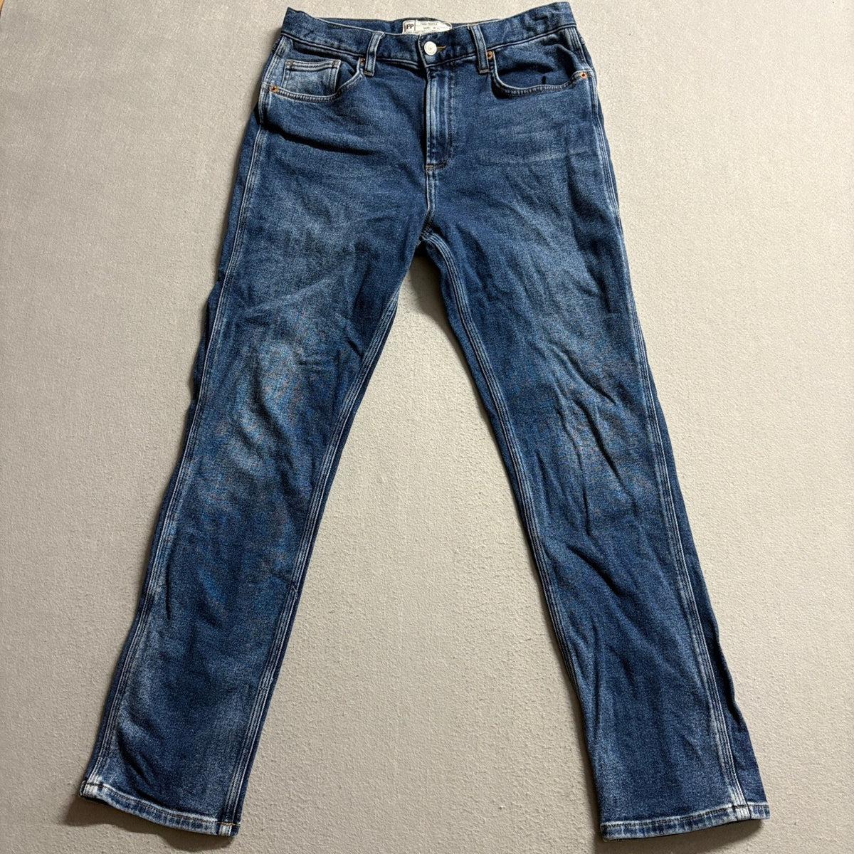 Free People Jeans Womens 30 Blue Denim Straight Leg Mid Rise Stretch Turkey Made