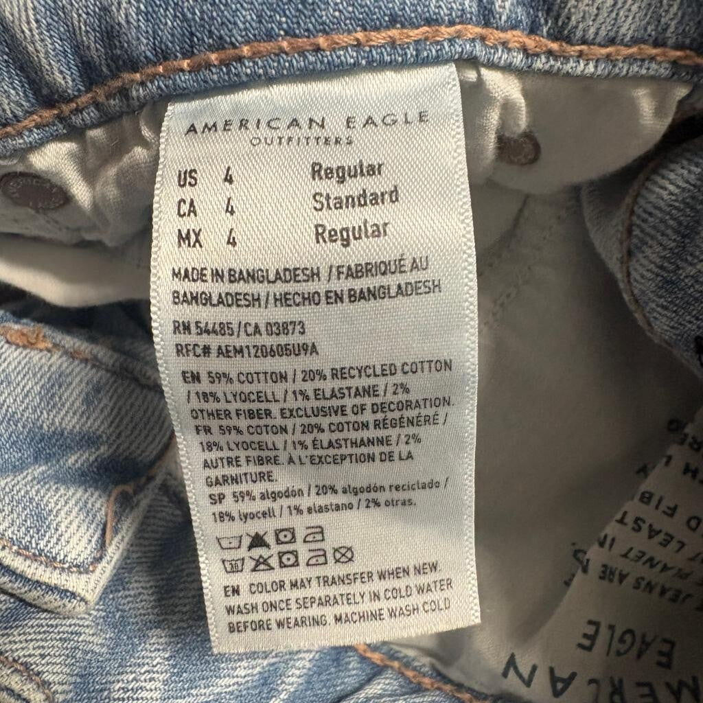 American Eagle Distressed Wide Leg Jeans Womens Size 4 Light Wash Stretch Denim