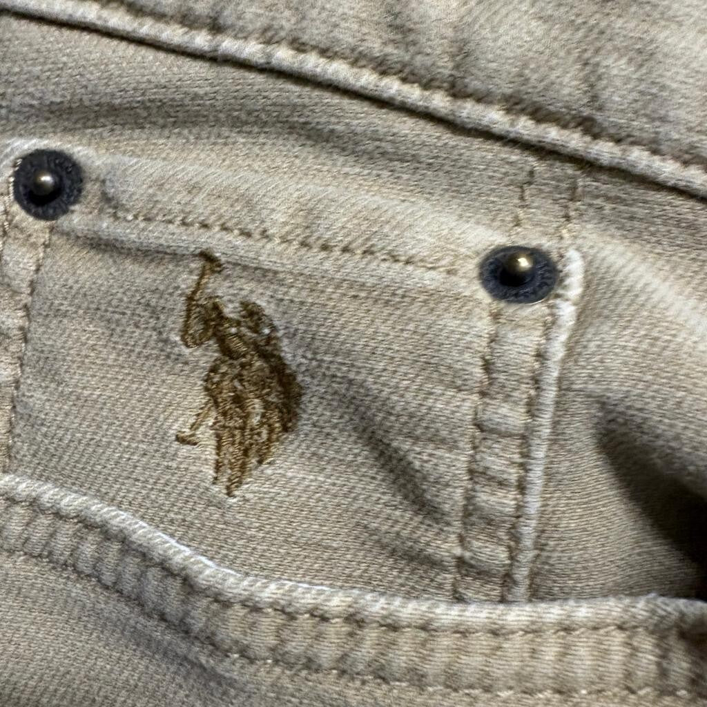 US Polo Assn Pants Mens 30x32 Tan Corduroy Stretch Slim Straight Chino Five