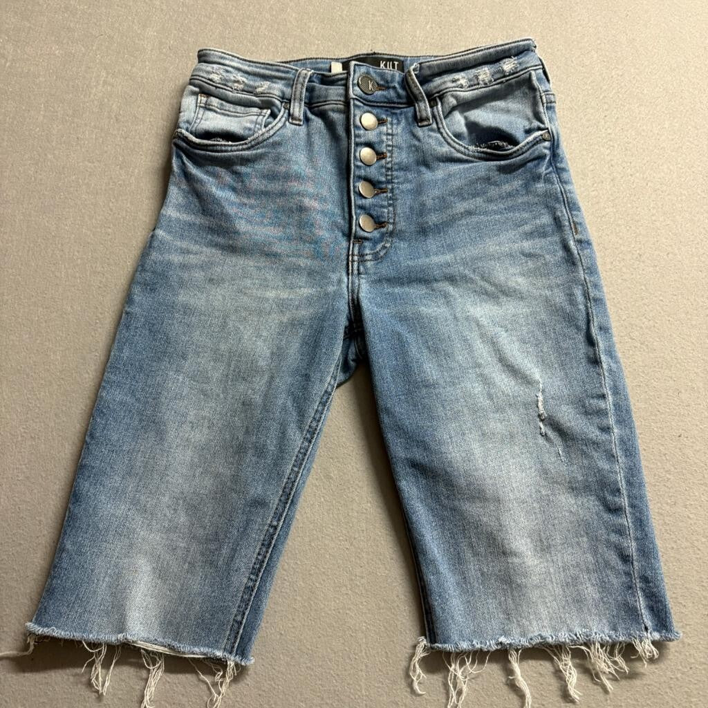 Kut from the Kloth Rachael Fab Ab Mom Jean Shorts Womens Size 0 Blue Denim