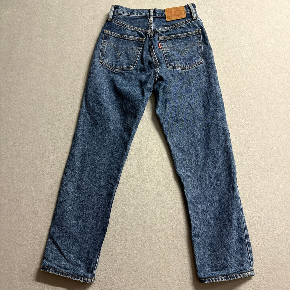 Levis Premium 501 Original Fit Jeans Womens W23 L28 Blue Denim Straight Leg High