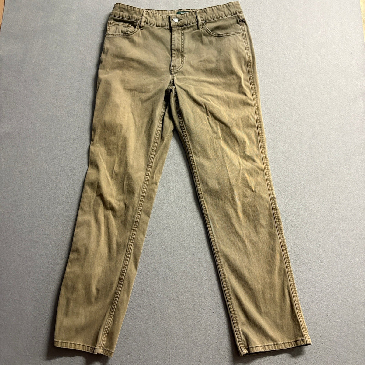 Woolrich Women's Khaki Stretch Pants Size 34/32 Brown Cotton Blend Straight Leg