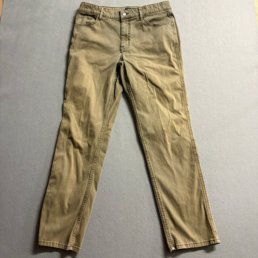 Woolrich Women's Khaki Stretch Pants Size 34/32 Brown Cotton Blend Straight Leg