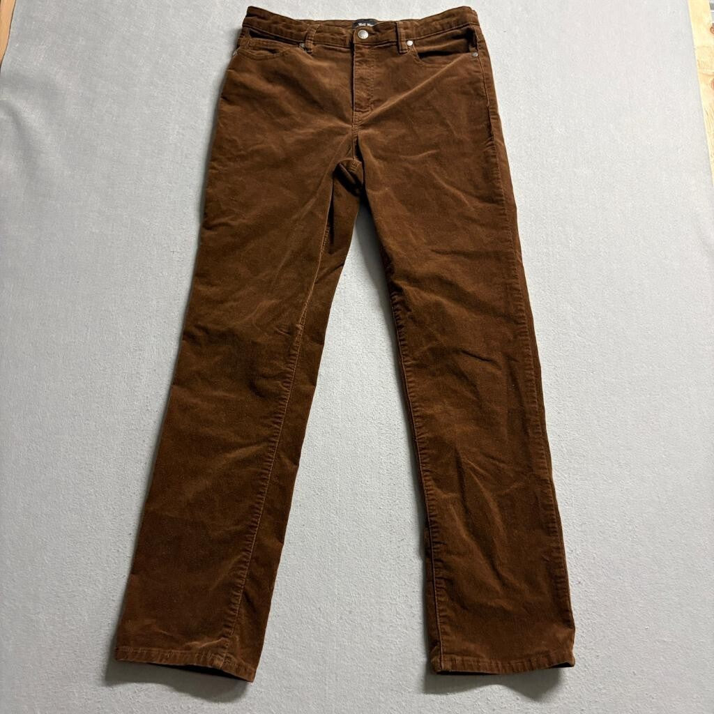 Well Worn Corduroy Pants Womens 10 Brown Stretch Straight Leg Mid Rise Casual