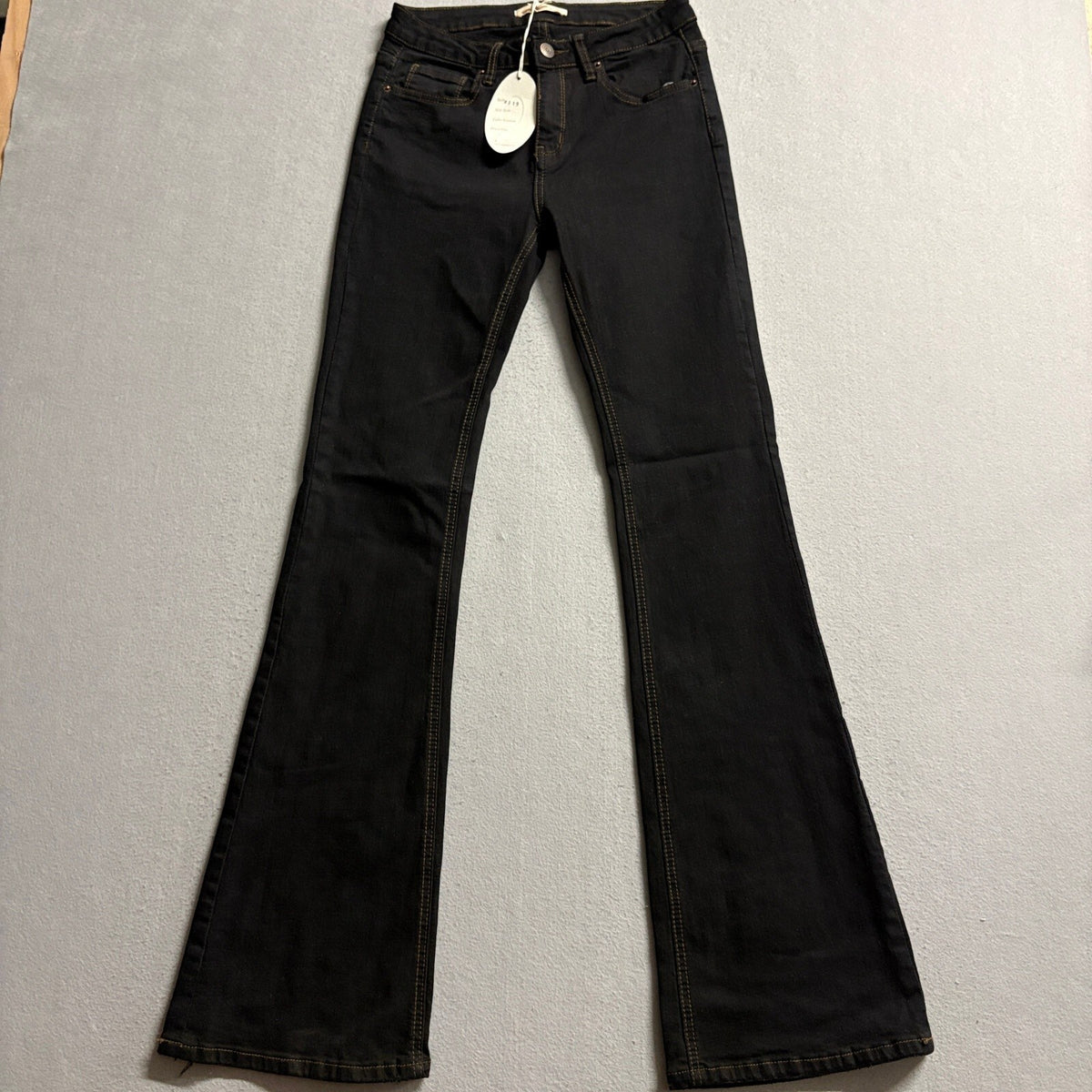 Bobore Flare Jeans Womens Size 25 Black Denim High Rise Bell Bottoms Stretch NWT
