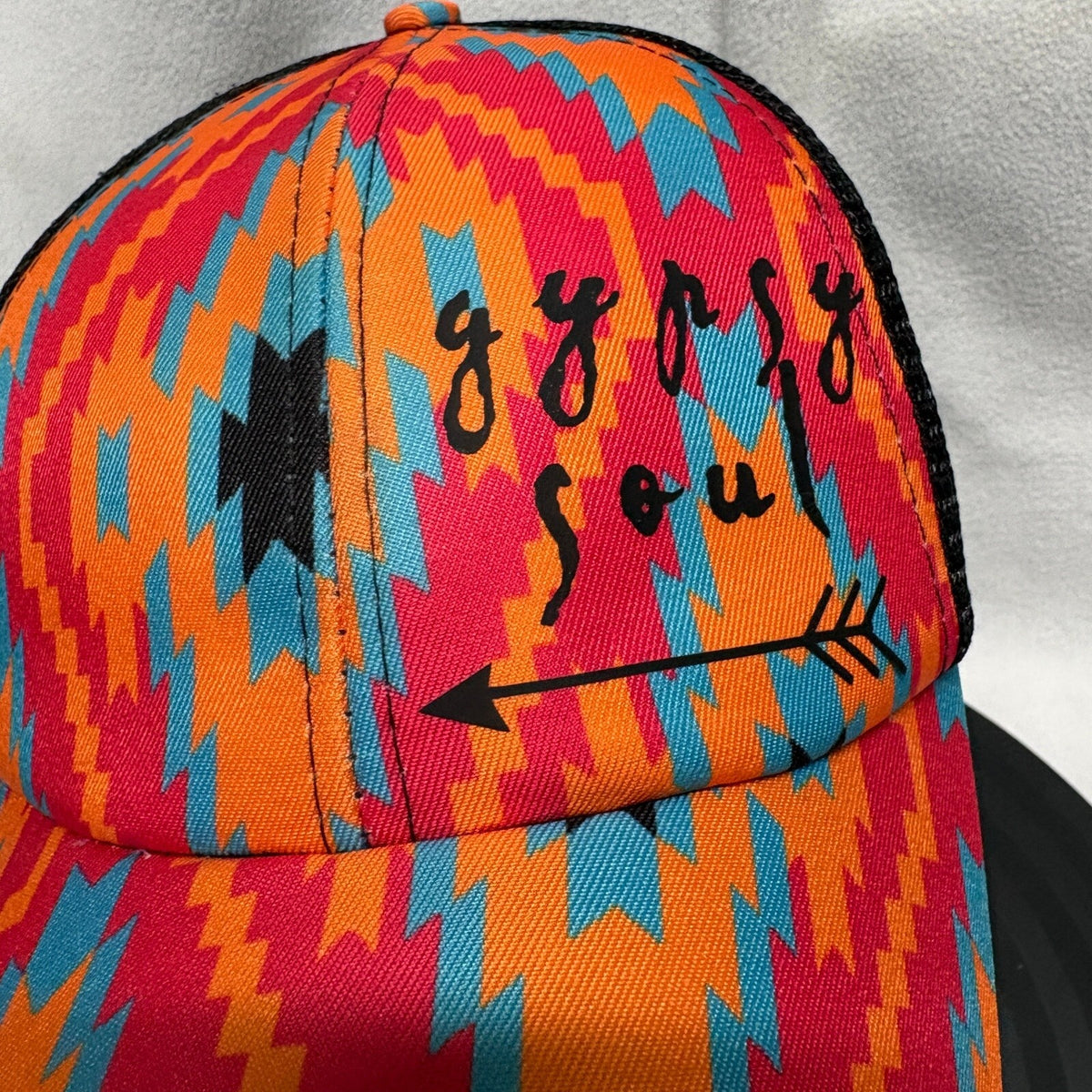 Gypsy Soul High Messy Bun Trucker Hat Southwestern Aztec Ponytail Cap Womens - Photo 2