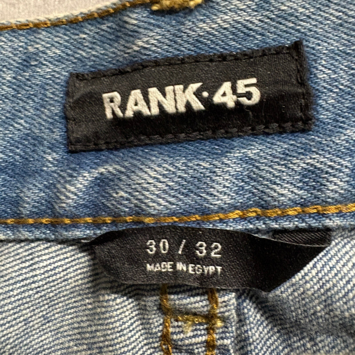 Rank 45 Mens Jeans Size 30x32 Blue Denim Straight Leg Stretch Made in Egypt