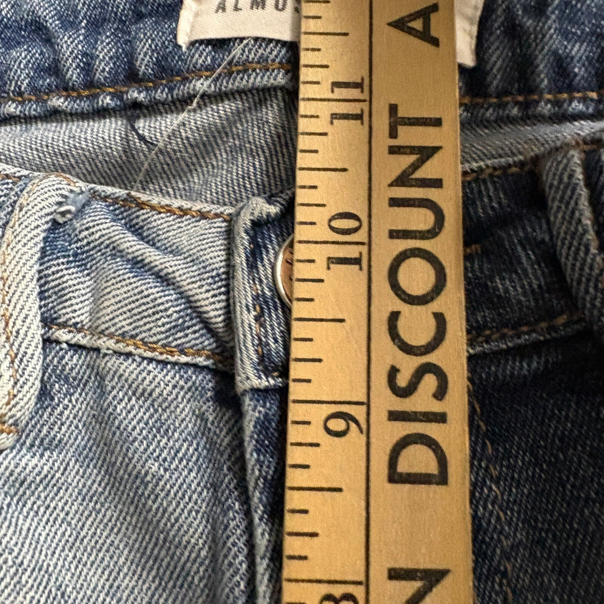 Almost Famous Two Tone Split Color Distressed Jeans Womens Size 3 Blue Denim