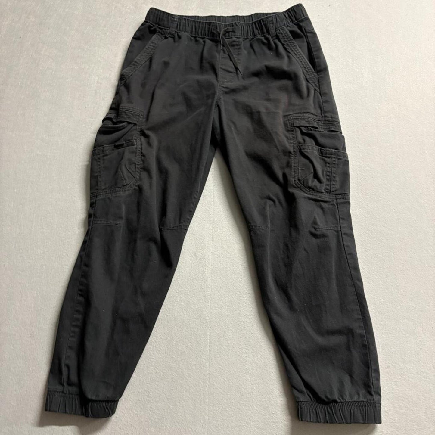 Wrangler Cargo Jogger Pants Boys Size 16 Husky Black Elastic Waist Stretch