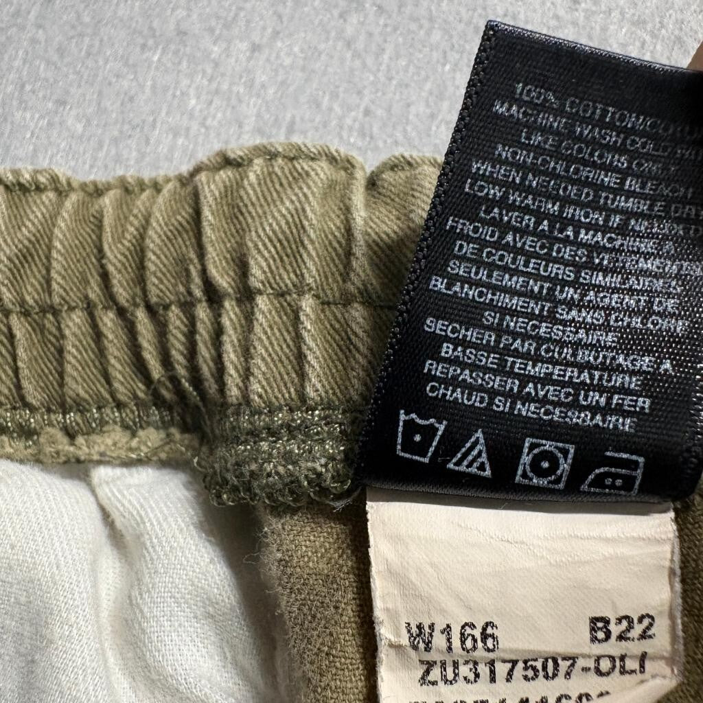 Freeworld Mens Jogger Pants Large Olive Green Cotton Twill Elastic Waist