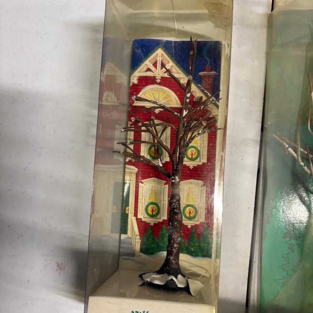 Department 56 Village Winter Birch Tree and Frosted Bare Branch Tree Lot of