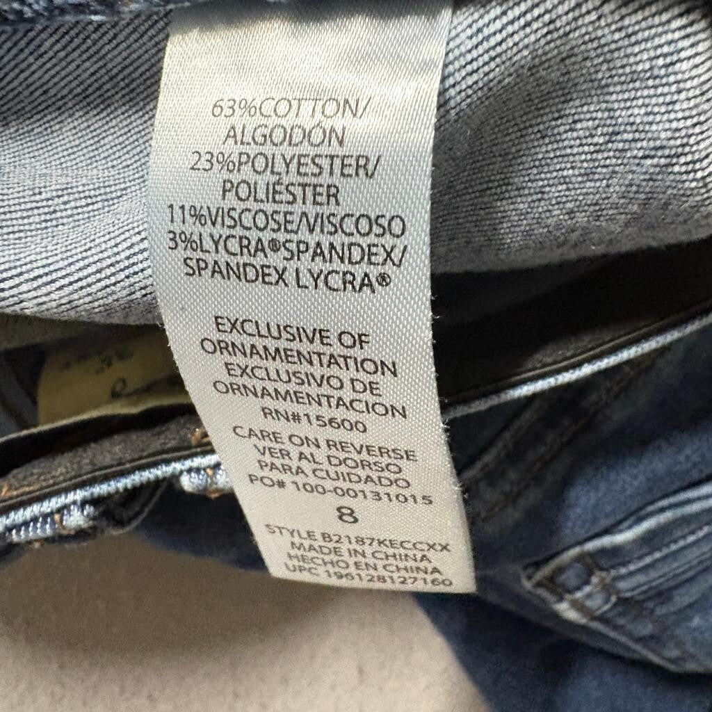 Democracy Ab Technology Crop Jeans Womens Size 8 Blue Denim Fringed Hem