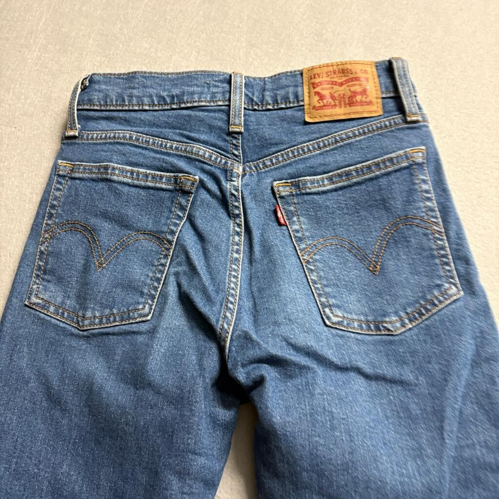 Levis Wedgie Skinny Jeans Womens 25 Blue Denim High Rise Stretch Ankle