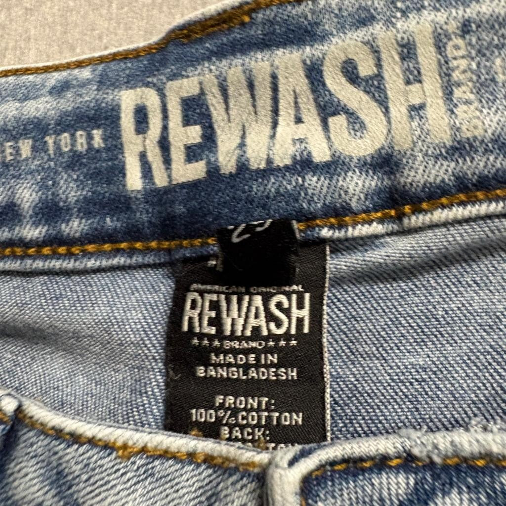 Rewash Vintage Reunion High Rise Distressed Jeans Womens Size 9 Acid Wash Fringe