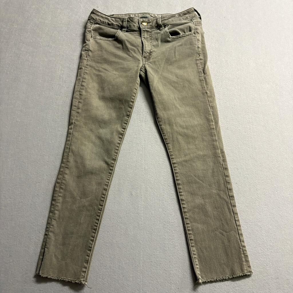 American Eagle Super Super Stretch Legging Crop Jeans Womens Size 6 Olive Green