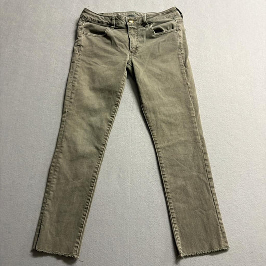 American Eagle Super Super Stretch Legging Crop Jeans Womens Size 6 Olive Green