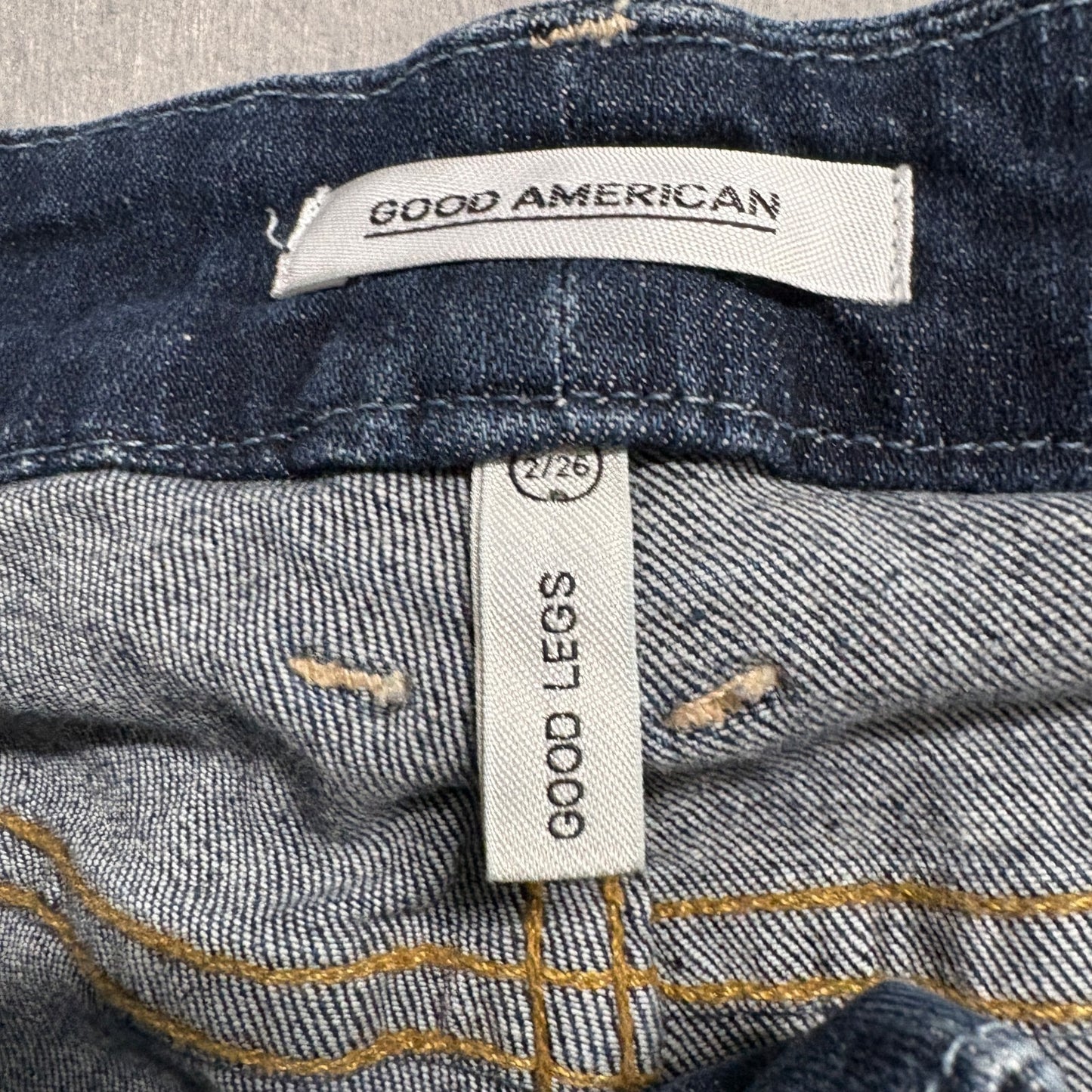 Good American Good Legs Skinny Jeans Distressed Raw Hem Sz 2/26 Classic