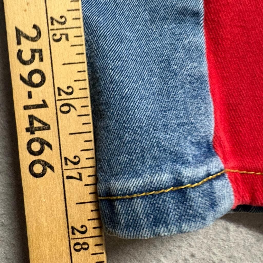 New York & Company Colorblock Jeans Womens 12 Blue Red Stripe Skinny Denim