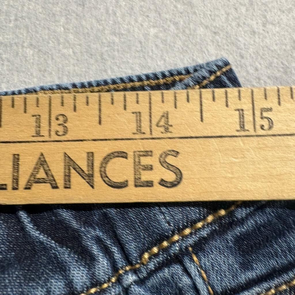 Susan Graver Jeans Womens 6 Blue Denim Pull On Sailor Button Crop Capri Pants