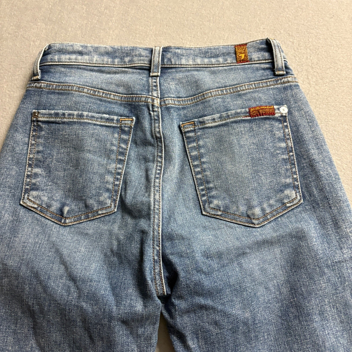 7 For All Mankind High Waist Josefina Jeans Womens 24 Distressed Button Fly Blue