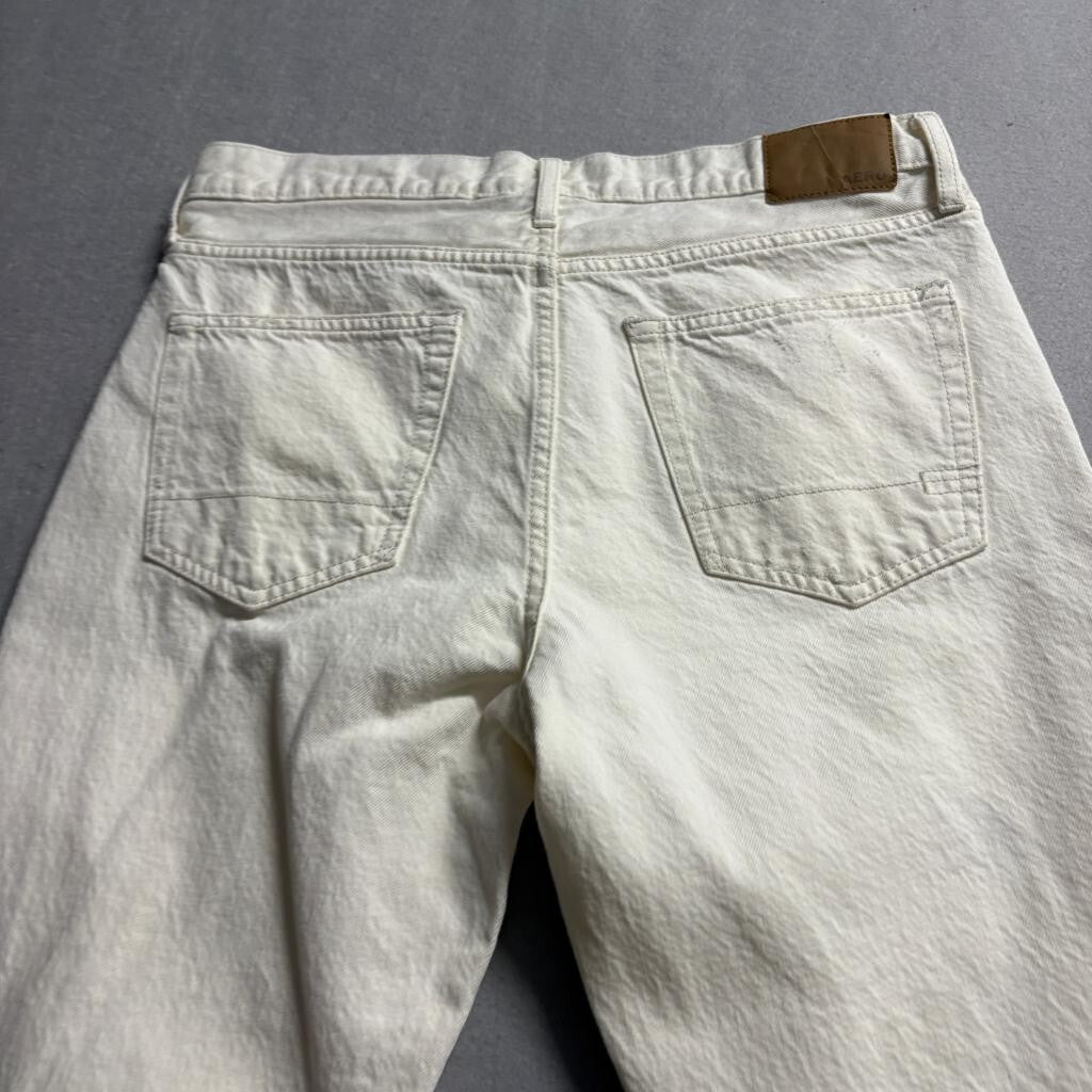 Aeropostale Straight Leg Jeans Mens 32x32 Off White Distressed Denim Pants