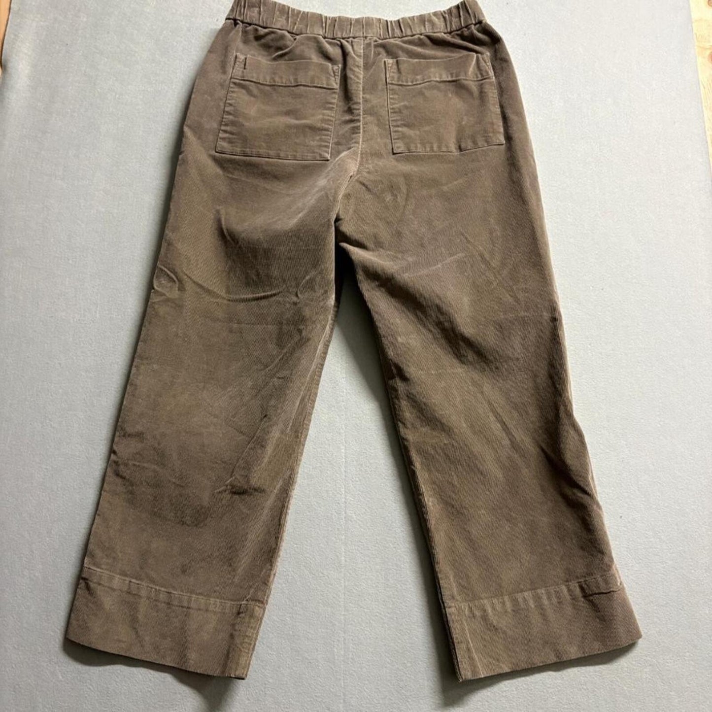 Everlane Corduroy Pants Womens 16 Brown Crop Wide Leg Elastic Waist Pull On