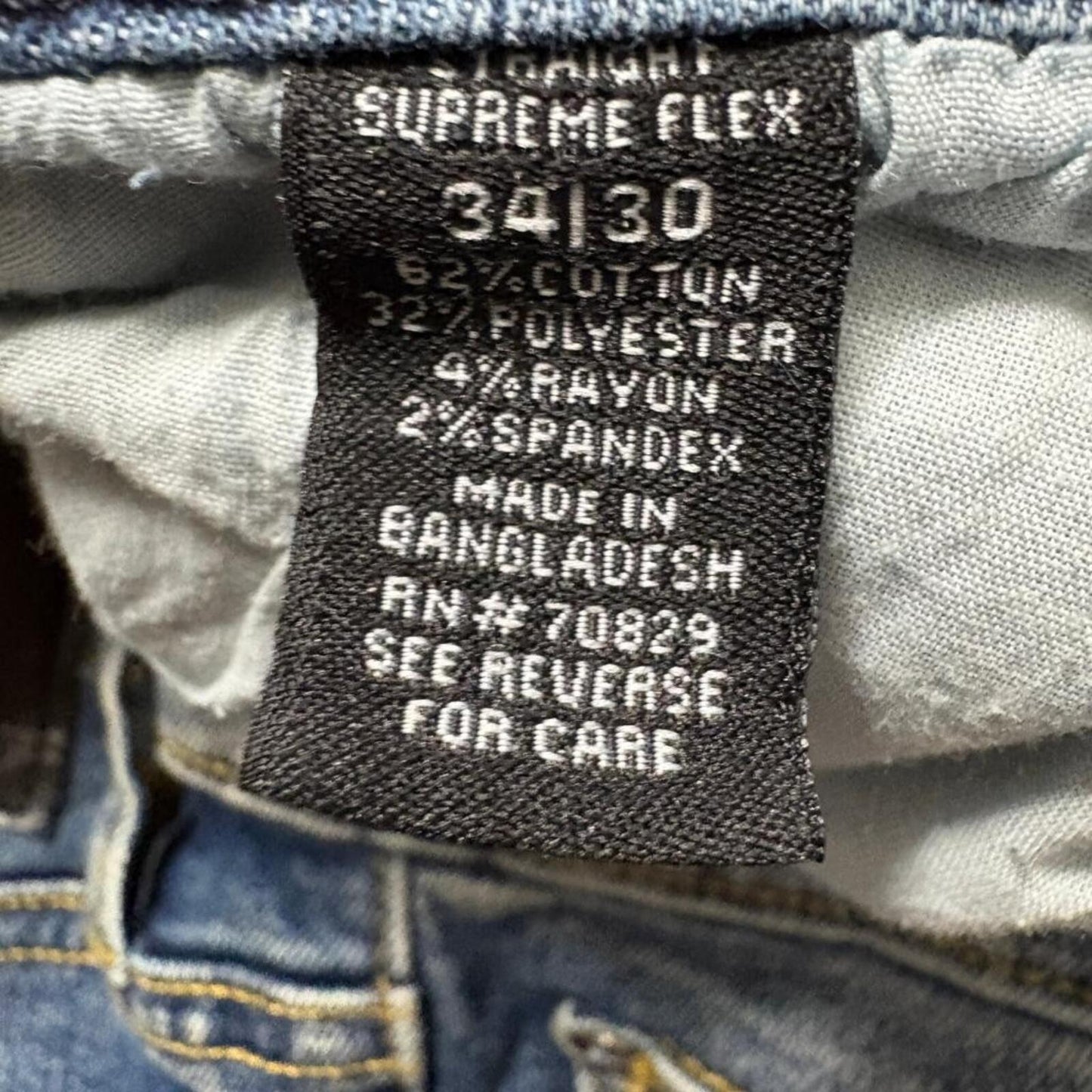 Rue21 Supreme Flex Straight Jeans Mens 34x30 Blue Denim Stretch Comfort 33x30