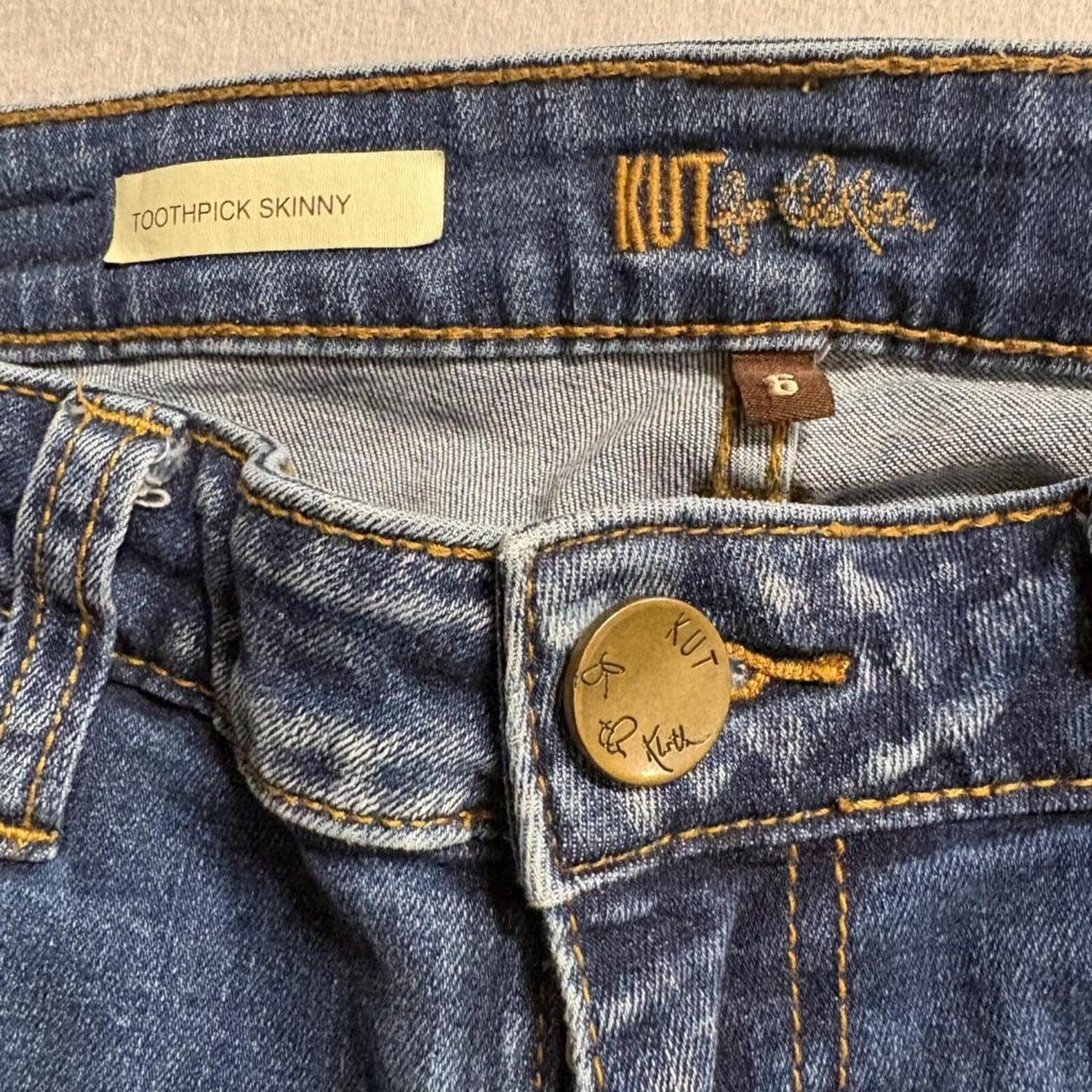Kut from the Kloth Toothpick Skinny Jeans Womens Size 6 Blue Denim Stretch