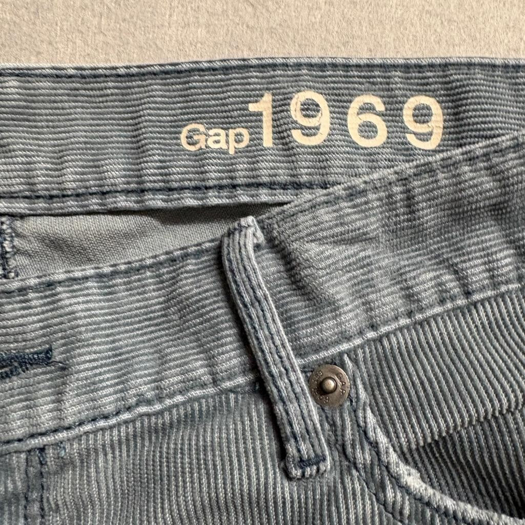 Gap 1969 Corduroy Pants Womens 29r Sexy Boyfriend Gray Blue Cord Pants