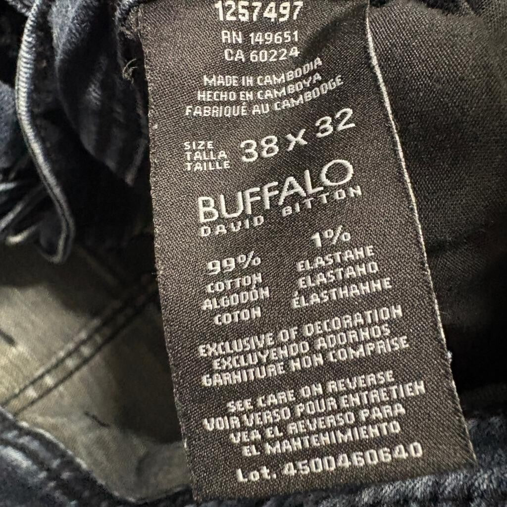 Buffalo David Bitton Jackson-X Straight Stretch Jeans Mens 38x32 Dark Wash Blue