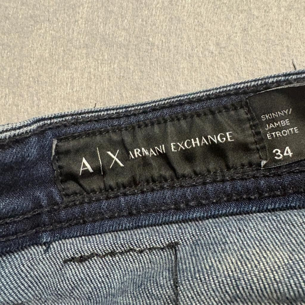 Armani Exchange Jeans Mens 34 Blue Denim Skinny Fit Stretch Dark Wash