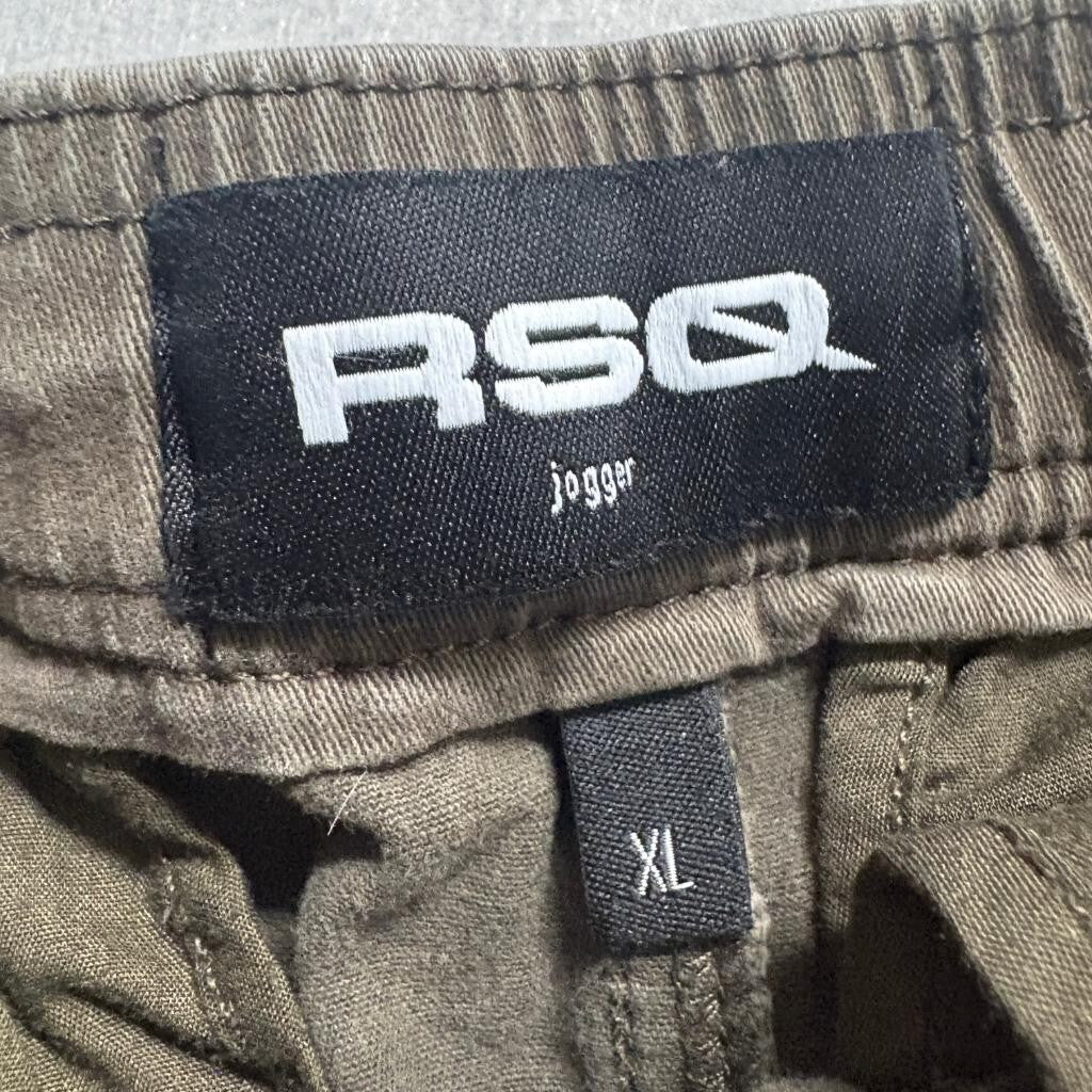 RSQ Cargo Jogger Pants Mens XL Brown Cotton Blend Stretch Elastic Waist Cuffed