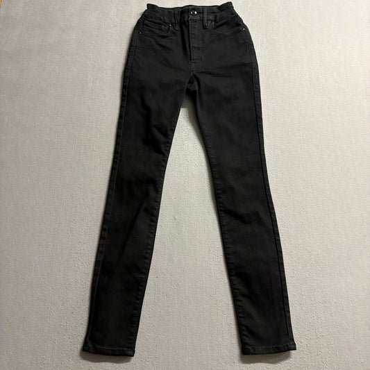 Good American High Rise Skinny Jeans Womens 00-4 Black Stretch Denim GL213T