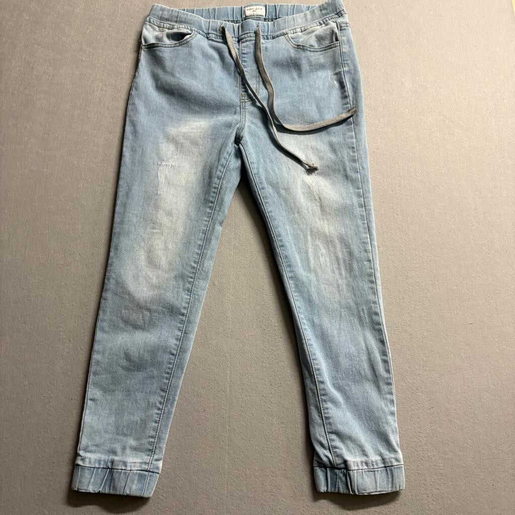 Gogo Jeans Womens Size 13/14 Light Wash Denim Joggers Elastic Waist Drawstring