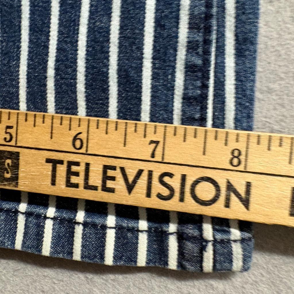 Chaps Jeans Womens Size 4 Blue White Striped Mid Rise Crop Kick Flare Denim