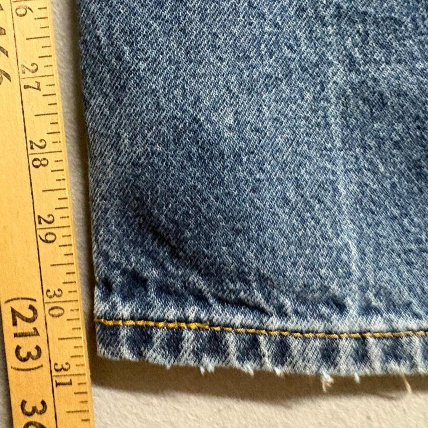 Levis 505 Regular Fit Jeans Mens 36x32 Blue Denim Straight Leg Distressed Hems